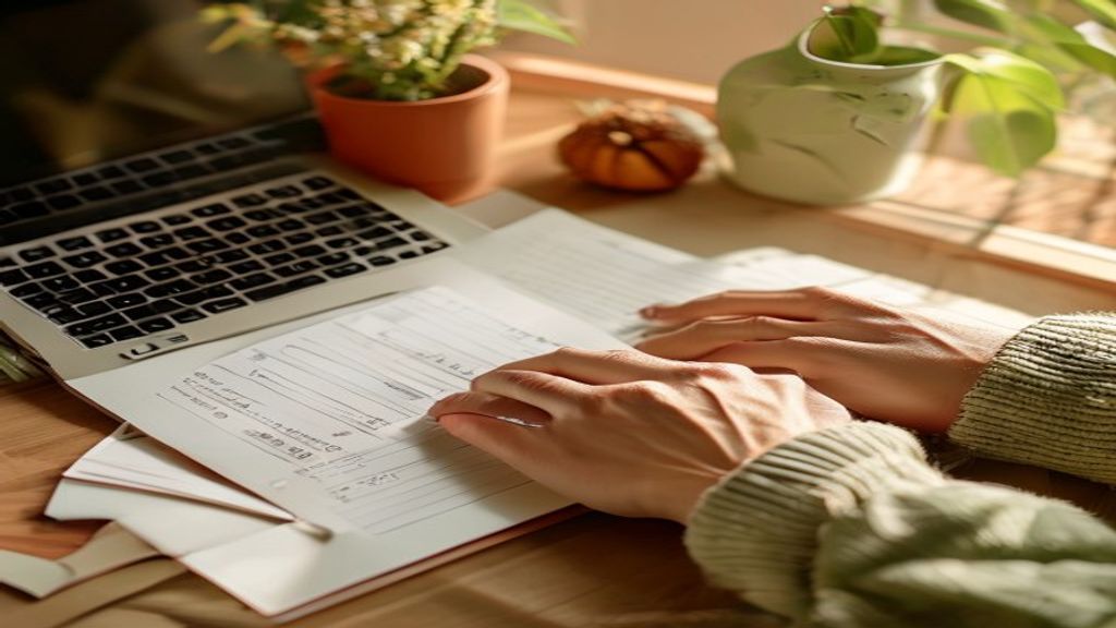 Hands typing on a laptop showing an email marketing dashboard
